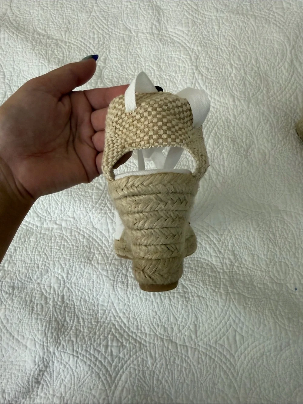 White Espadrille Wedge Tie-Back Sandals